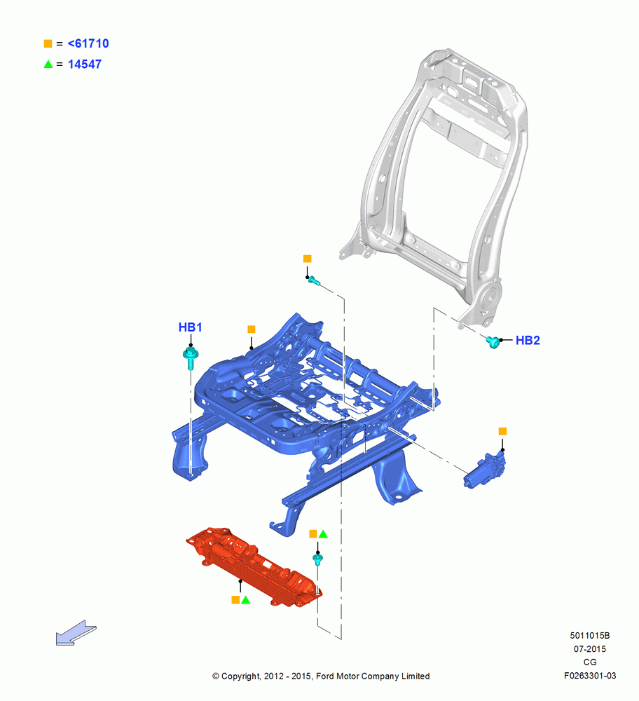 15B - Front Seat Base, With Driver 10 Way Pwr Seat Adjust, Driver; 23/JUL/2012-26/APR/2018
