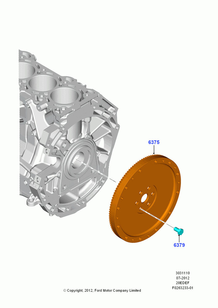 10A - Flywheel, 2.0L Duratec Hybrid (130kW); 23/JUL/2012-26/APR/2018