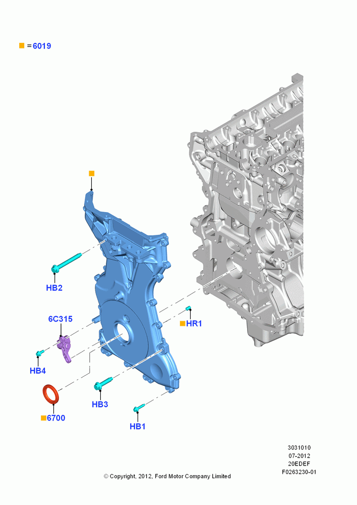 10A - Timing Gear Covers, 2.0L Duratec Hybrid (130kW); 23/JUL/2012-26/APR/2018