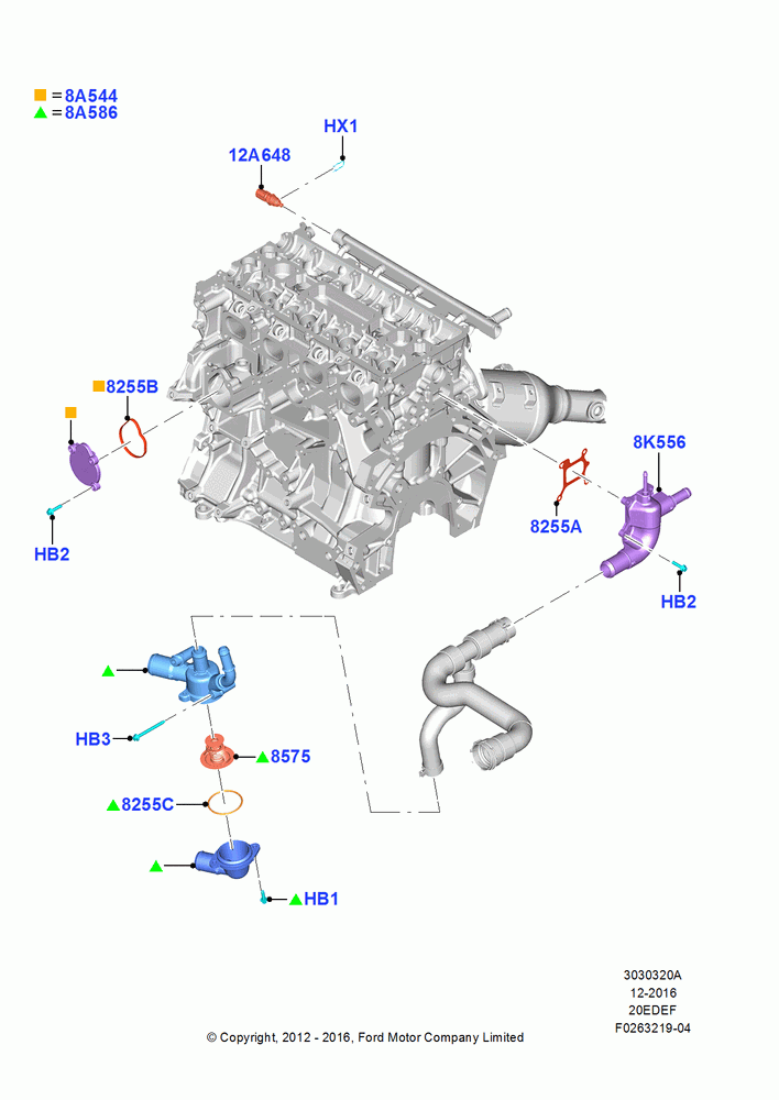 20A - Thermostat/Housing & Related Parts, 2.0L Duratec Hybrid (130kW); 23/JUL/2012-26/APR/2018