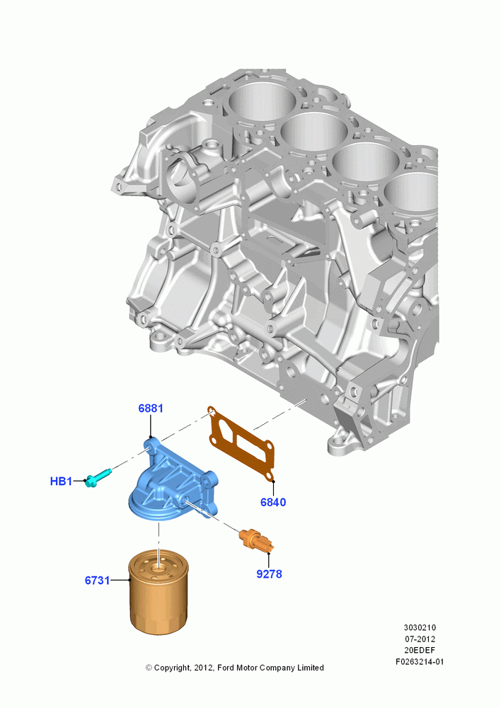 10A - Oil Cooler and Filter, 2.0L Duratec Hybrid (130kW); 23/JUL/2012-26/APR/2018