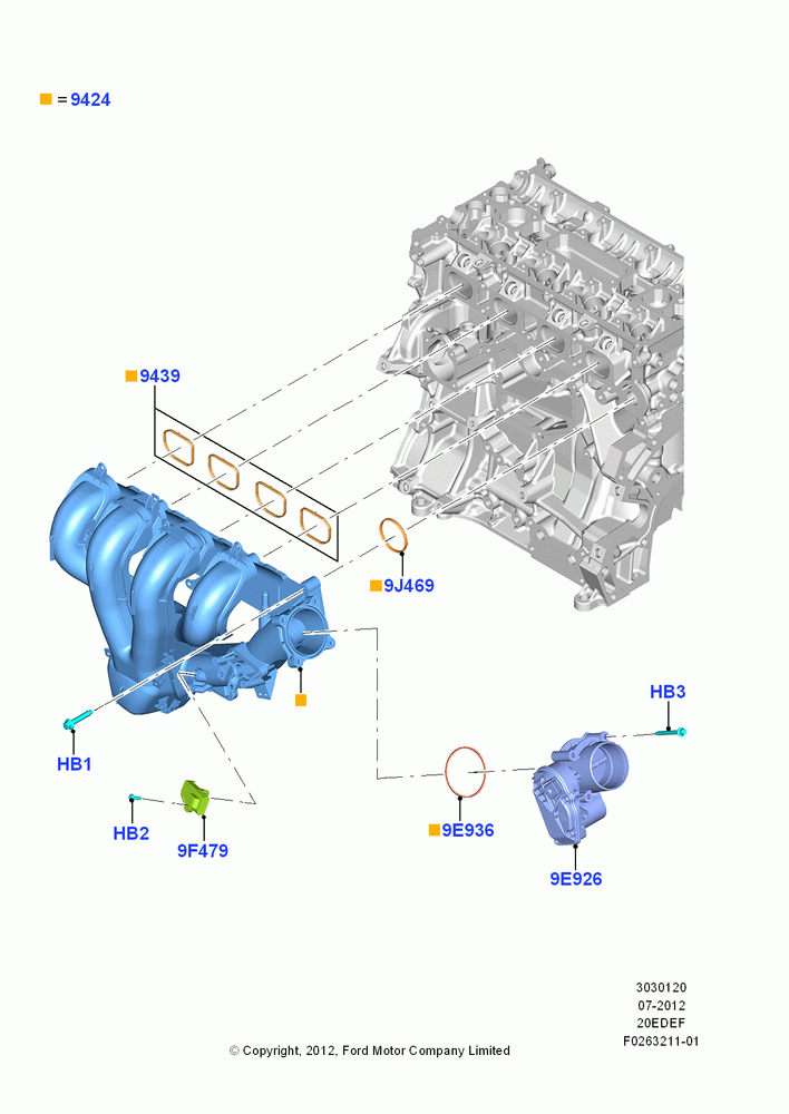 20A - Intake Manifold, 2.0L Duratec Hybrid (130kW); 23/JUL/2012-26/APR/2018