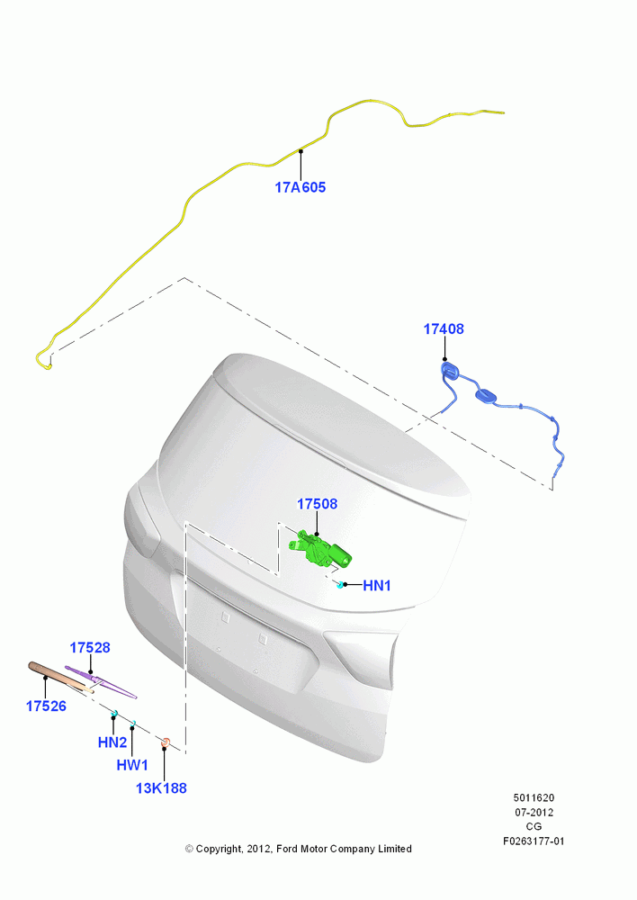 20A - Rear Window Wiper and Washer, (+) "NA Market "; 23/JUL/2012-26/APR/2018