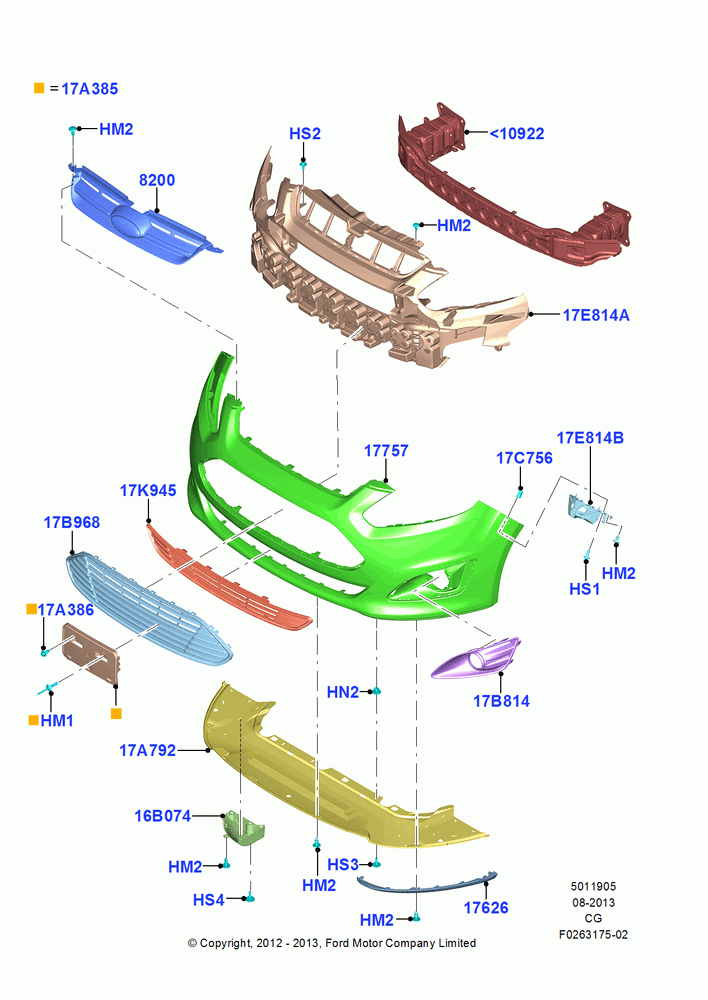 05A - Radiator Grille and Front Bumper; 23/JUL/2012-15/SEP/2014