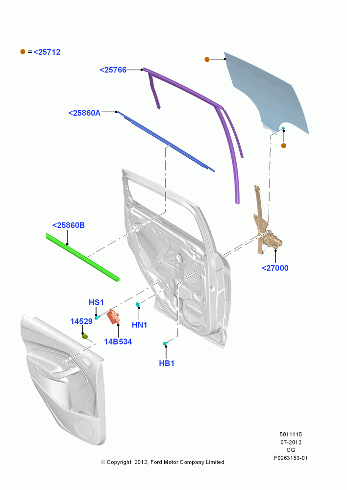 15A - Rear Door Glass and Window Controls; 23/JUL/2012-15/APR/2013