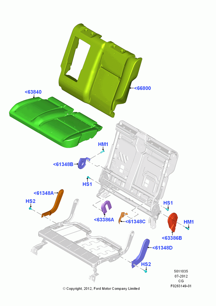 35A - Rear Seat Pads/Valances & Heating, 60% Seat, LH; 23/JUL/2012-26/APR/2018