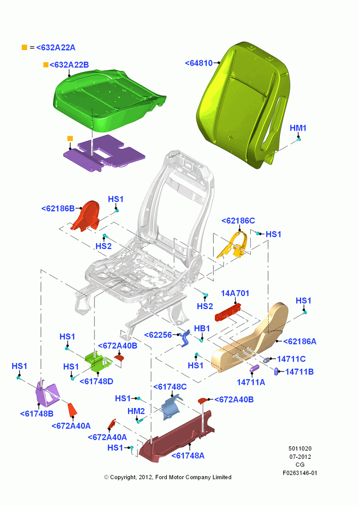 20A - Front Seat Pads/Valances & Heating, Less Temp Control Driver Seat, Less Temp Control Passenger Seat; 23/JUL/2012-26/APR/2018