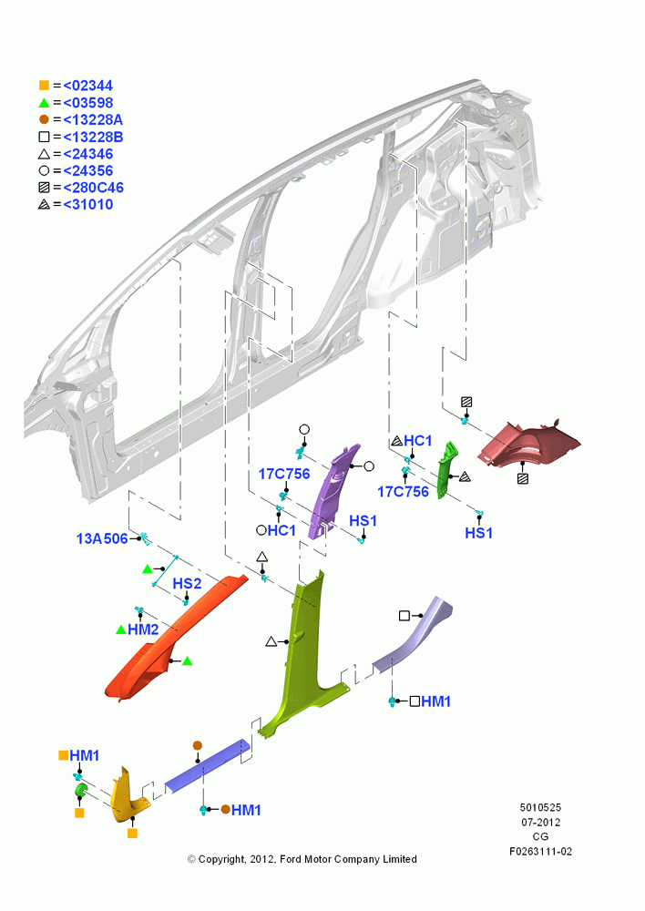 25A - Side Trim, (+) "NA Market "; 23/JUL/2012-26/APR/2018