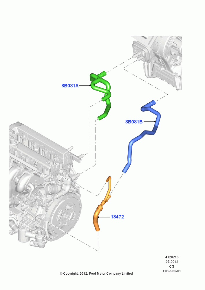 15A - Heater Hoses, Gas/Electric Hybrid; 23/JUL/2012-26/APR/2018