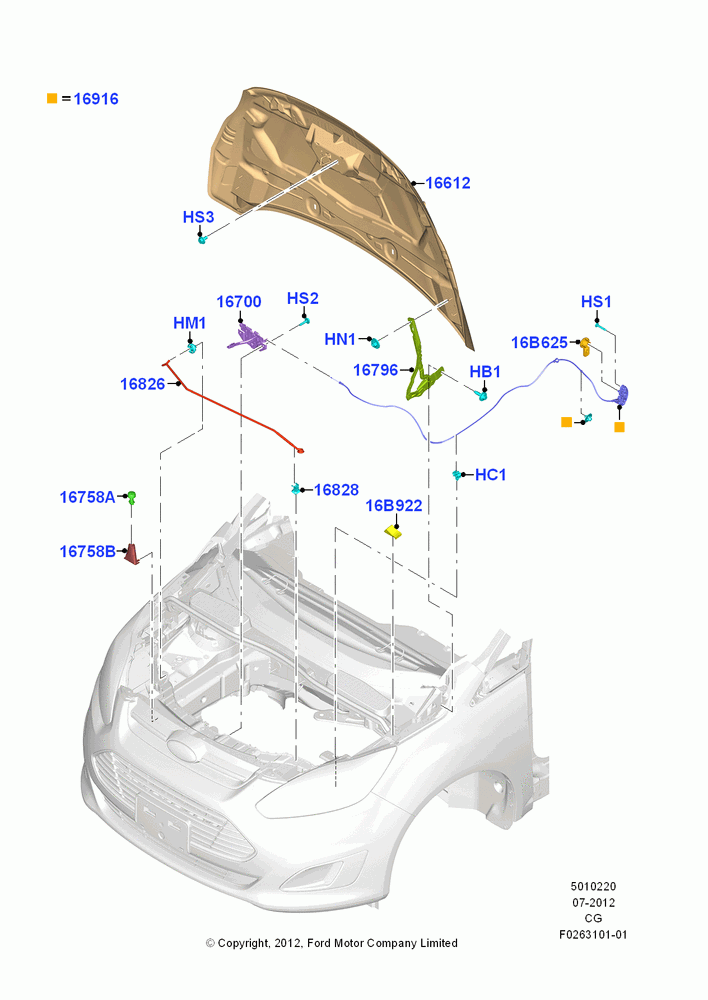 20A - Hood and Related Parts; 23/JUL/2012-26/APR/2018