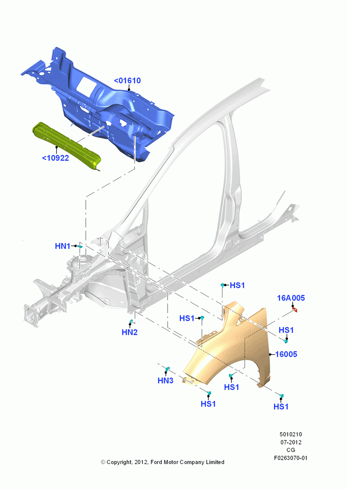 10A - Dash Panel and Front Fenders, Gas/Electric Hybrid; 23/JUL/2012-26/APR/2018
