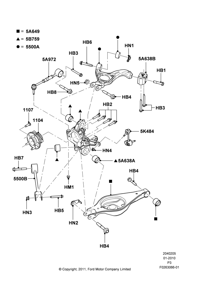 05B - Rear Knuckle and Suspension Arms; 22/JAN/2010-13/JUN/2011