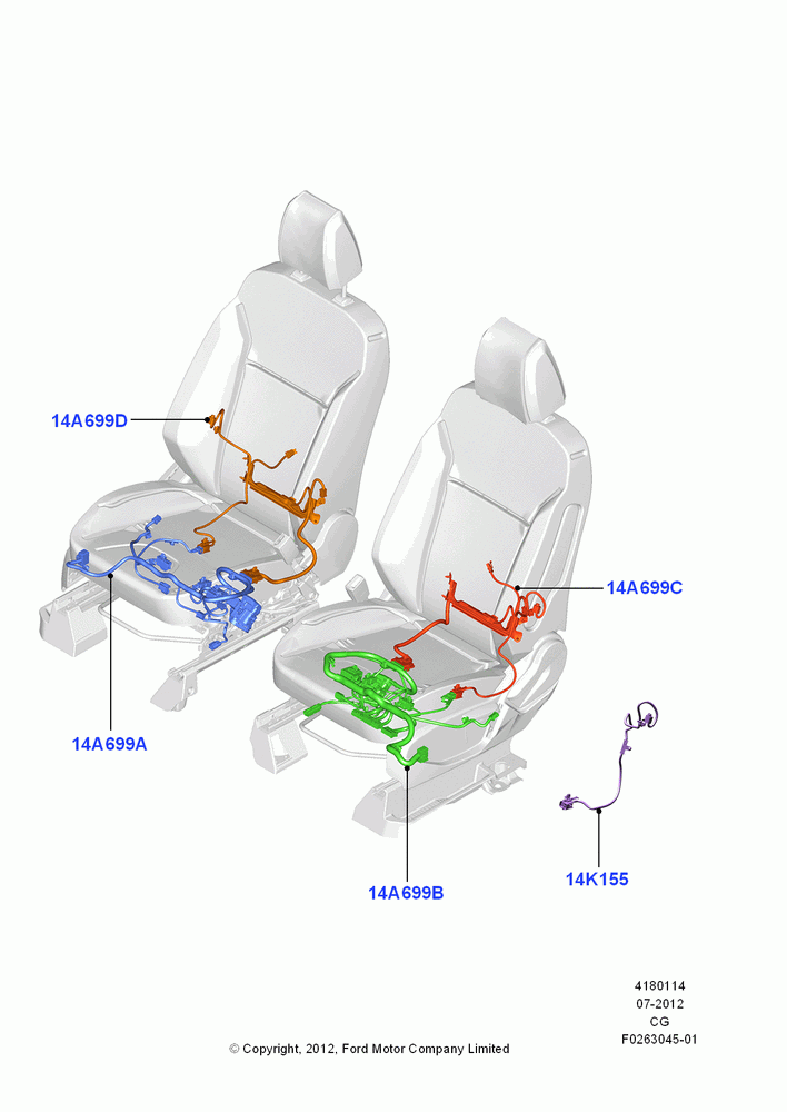 14A - Wiring - Seats, (+) "NA Market "; 23/JUL/2012-26/APR/2018