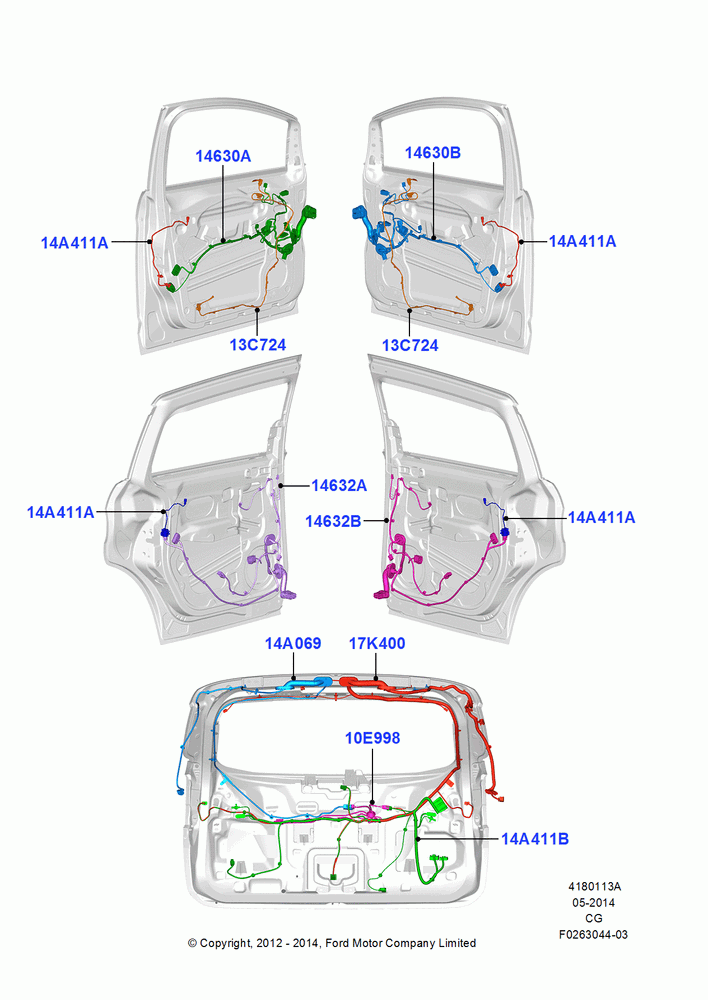 13A - Wiring - Body Closures, (+) "NA Market "; 23/JUL/2012-14/NOV/2016