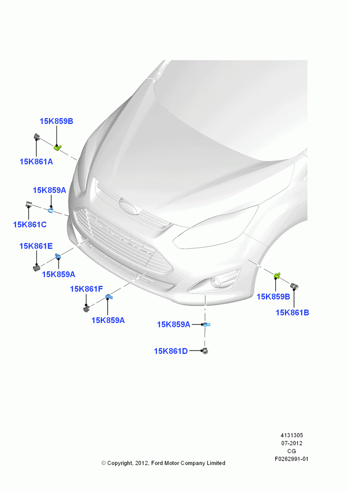 05A - Parking Distance Control, With Front Parking Aid, With Automated Parking System, FRONT; 23/JUL/2012-26/APR/2018