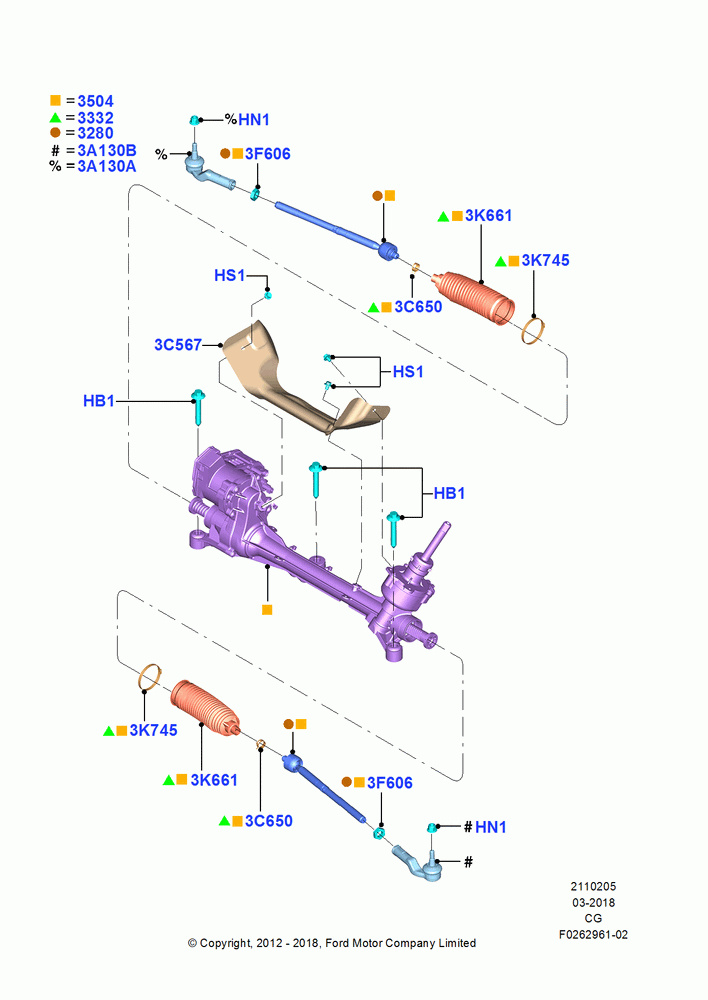 05A - Steering Gear, (+) "NA Market "; 23/JUL/2012-26/APR/2018