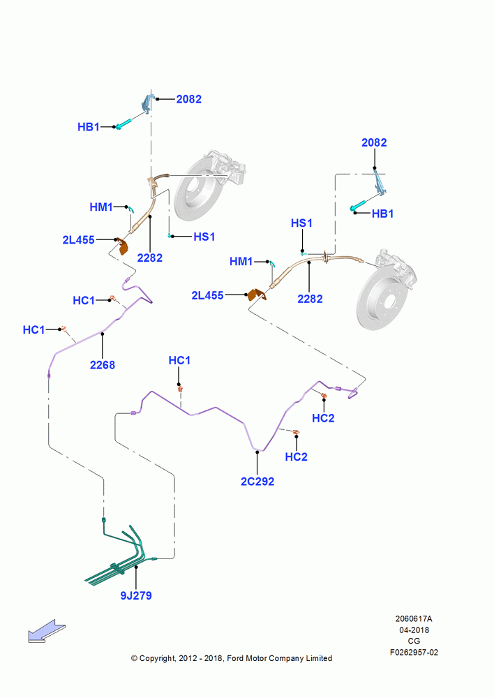 17A - REAR BRAKE LINES, (+) "NA Market "; 23/JUL/2012-26/APR/2018