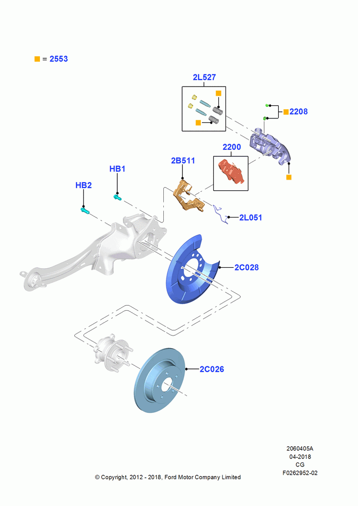 05A - Rear Brake Discs and Calipers, (+) "NA Market "; 23/JUL/2012-26/APR/2018