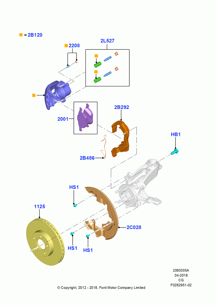 05A - Front Brake Discs and Calipers, (+) "NA Market "; 23/JUL/2012-26/APR/2018