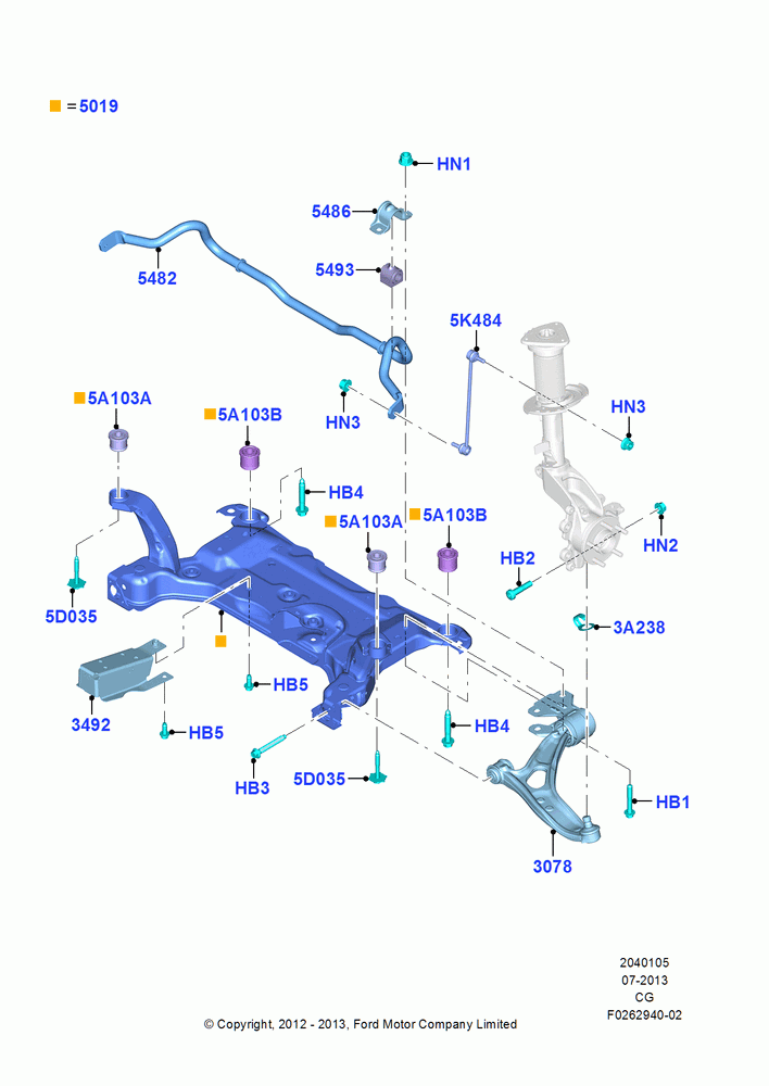 05 - Front Susp.Arms/Stabilizer/X-Member; 23/JUL/2012-26/APR/2018