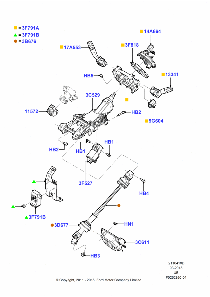 10D - Steering Column And Gear Shift, With Manual Tilt/Slide Stg Column; 09/JAN/2012-04/MAY/2015