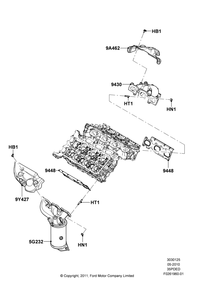 25E - Exhaust Manifold, 3.5L 4V DOHC VCT SMPI V6 Gas; 03/MAY/2010-06/FEB/2012