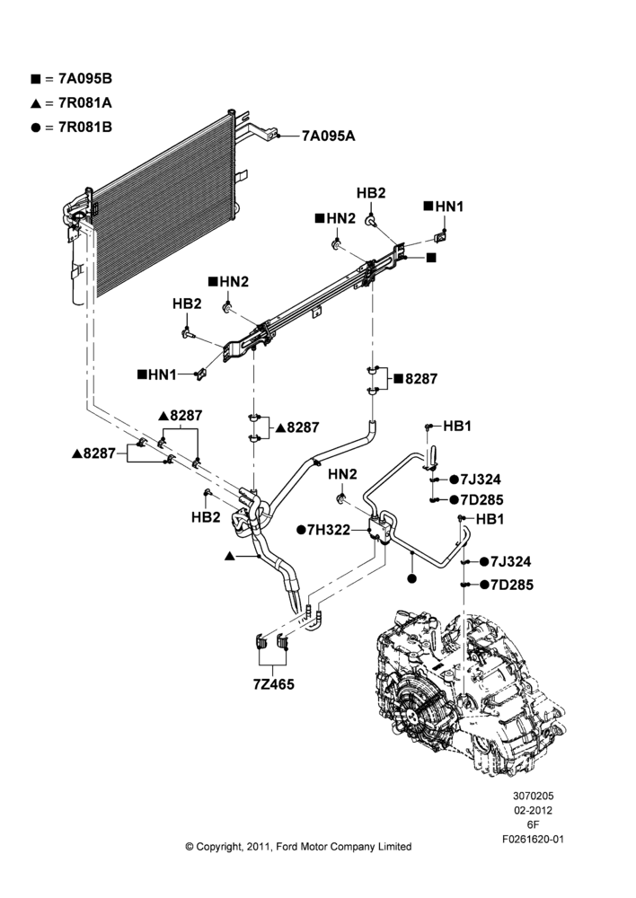 Transmission Cooling Systems, 3.7L DOHC V6 Gas., 6 Speed Auto Transmission 6F50, 6 Speed Auto Transmission 6F55