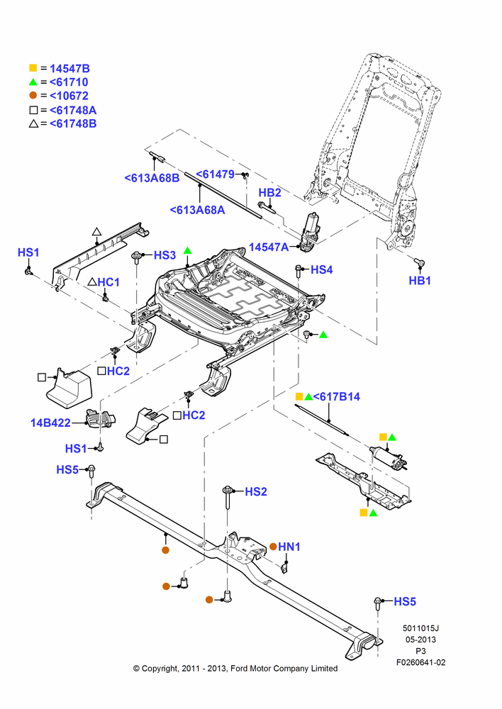 15J - Front Seat Base, With Pass 10 Way Power Seat Adjust; 29/FEB/2012