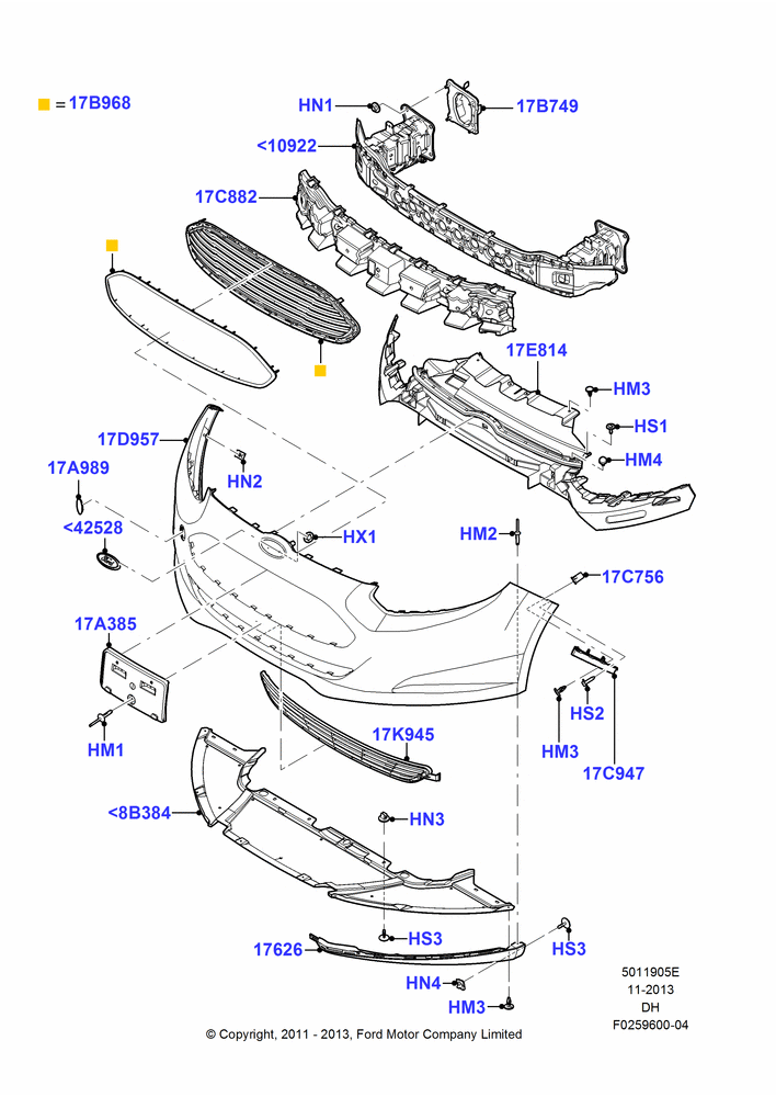 05E - Radiator Grille and Front Bumper, BEV Version; 19/MAR/2012-04/MAY/2018