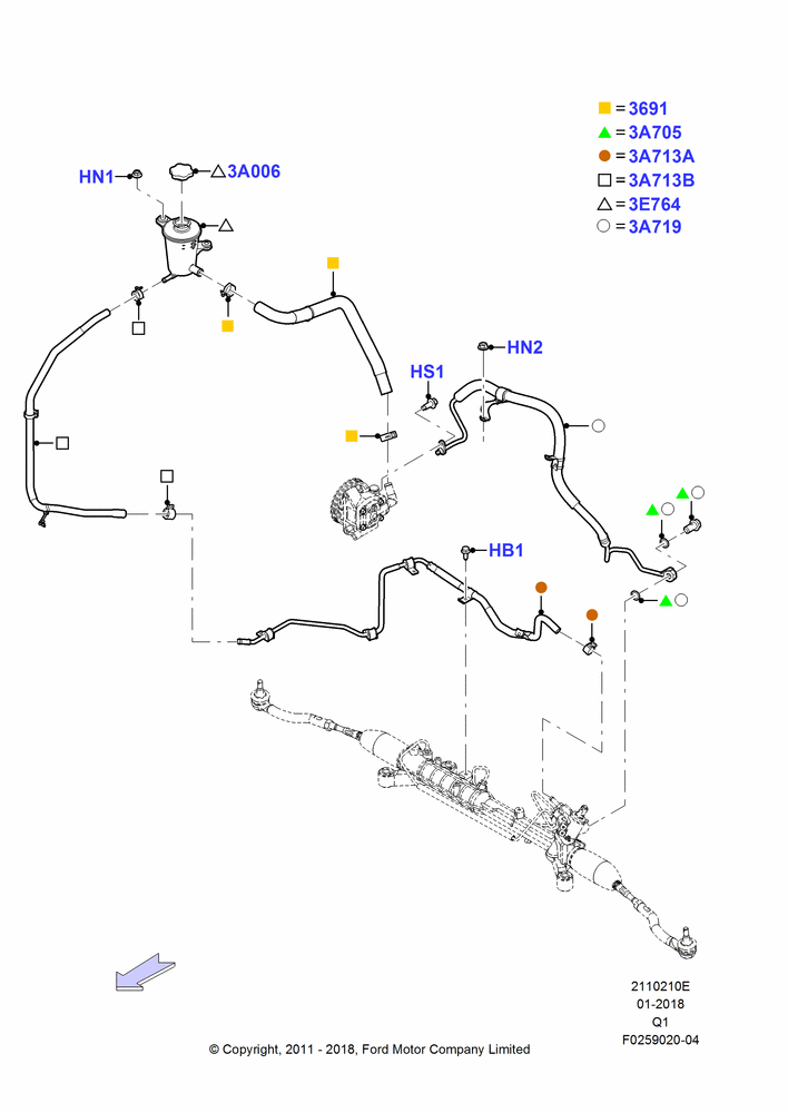 10E - Supply & Return Hoses - Power Strg, 3.5L 4V DOHC VCT SMPI V6 Gas, 3.7L DOHC V6 Gas.; 19/APR/2011-24/DEC/2014