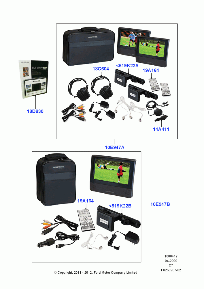 17B - Accessory Entertainment Systems, (+)"CDN/PR/USA", Portable DVD Kit, Accessory; 01/APR/2009