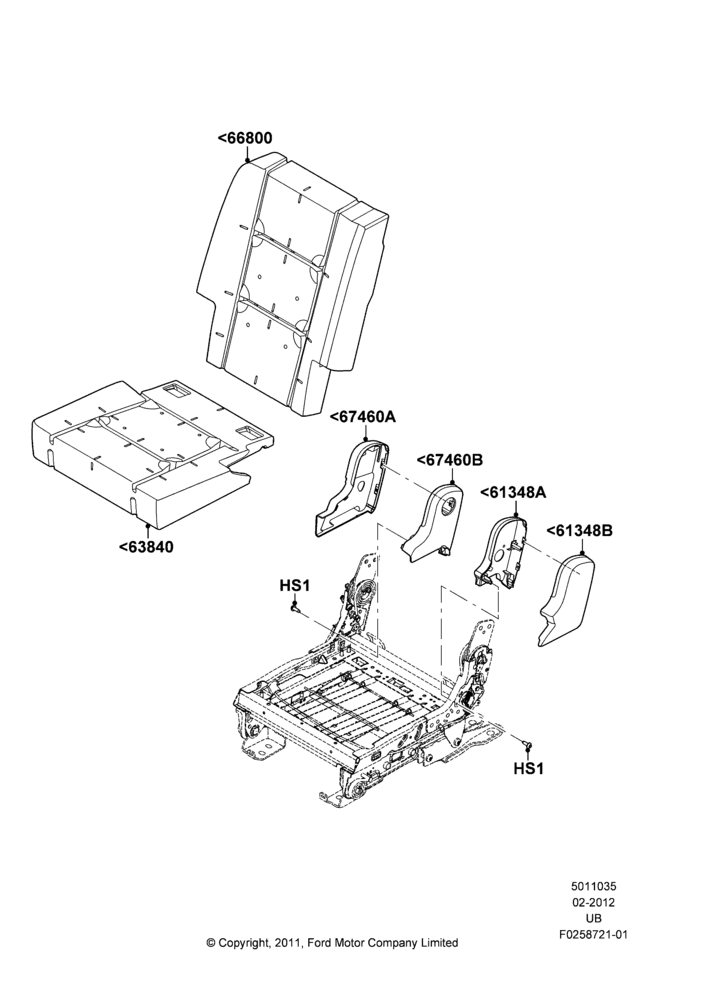 35D - Rear Seat Pads/Valances & Heating, With Second Row Split Folding Seat, 40% Seat; 09/JAN/2012-04/MAY/2015