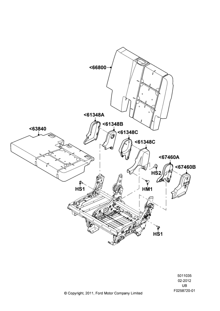 35C - Rear Seat Pads/Valances & Heating, With Second Row Split Folding Seat, 60% Seat; 09/JAN/2012-04/MAY/2015