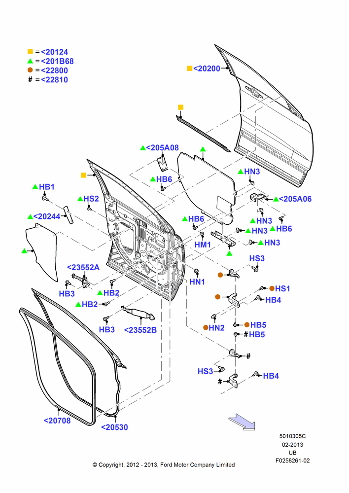05C - Front Doors, Hinges & Weatherstrips, Police Version; 06/FEB/2012-03/MAR/2019