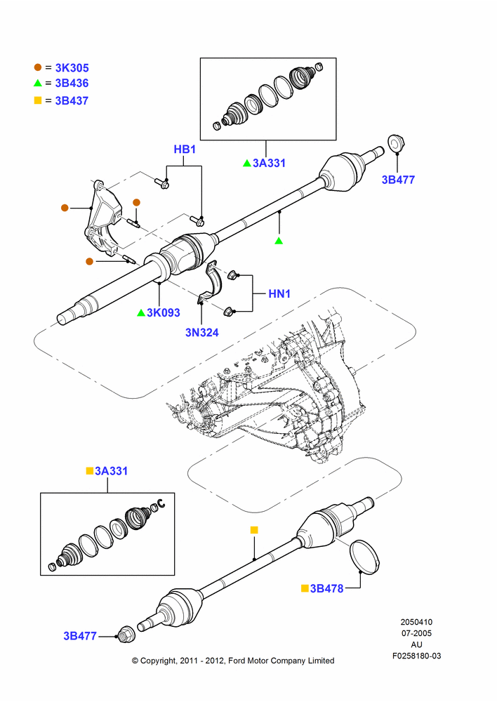 10B - Drive Shaft - Front Axle Drive, 4-Speed Automatic Transaxle - 4F27E; 18/JUL/2005-07/DEC/2010