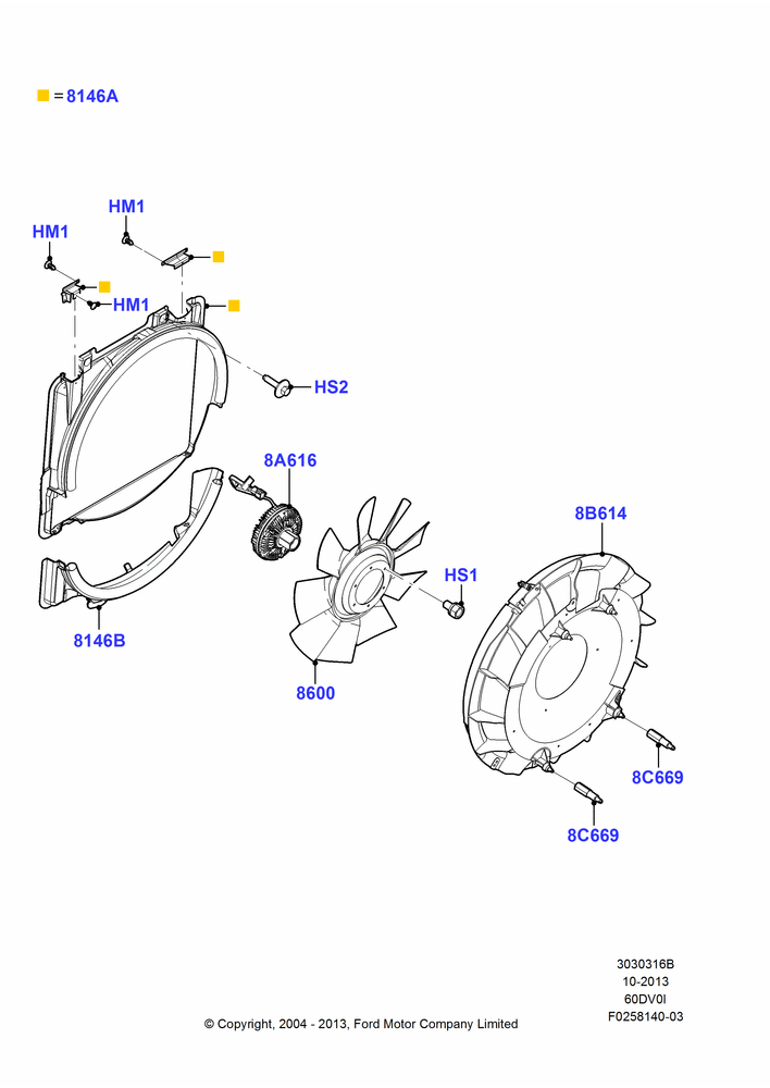 Cooling Fan And Shroud, 6.0L OHV Diesel V8 DI