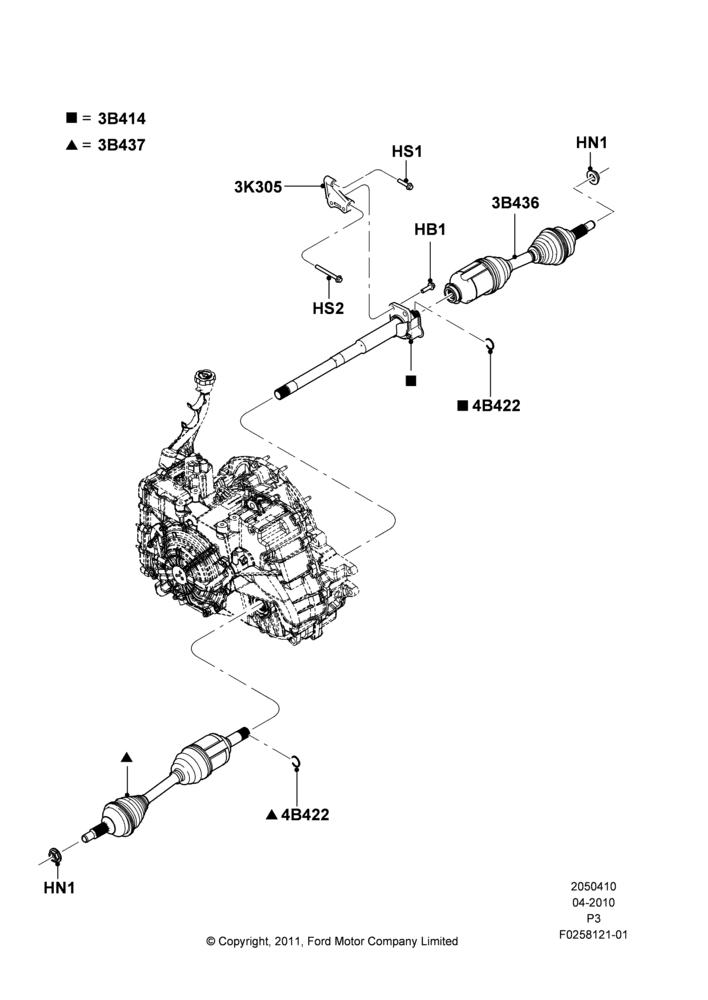 10D - Drive Shaft - Front Axle Drive, 3.5L DOHC T/C V6 Gas, LHD 4WD (FTD); 29/FEB/2012