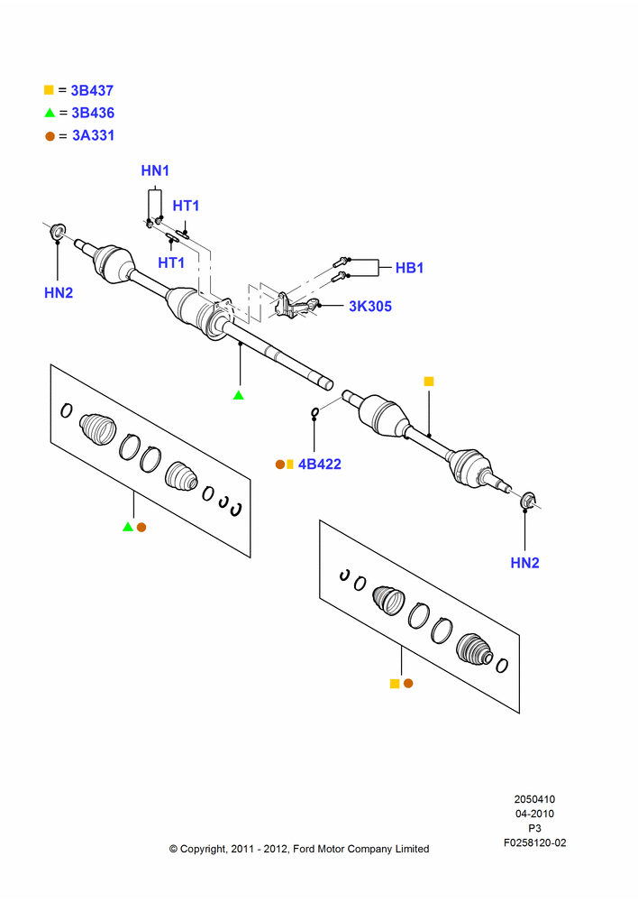 10C - Drive Shaft - Front Axle Drive, 3.5L 4V DOHC VCT SMPI V6 Gas; 19/APR/2010-29/FEB/2012