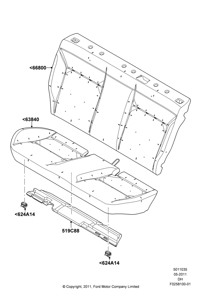 35C - Rear Seat Pads/Valances & Heating, With Full Fold-Down Rear Seat; 06/MAY/2011-08/DEC/2014