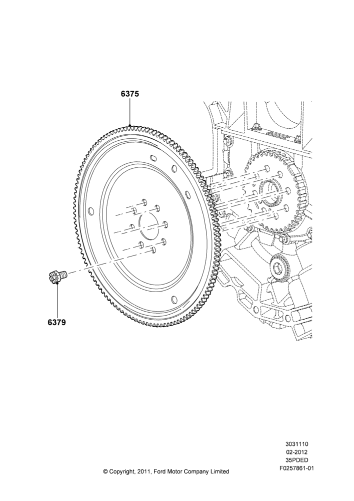 10E - Flywheel, 3.5L Cyclone V6 Petrol TIVCT; 29/FEB/2012