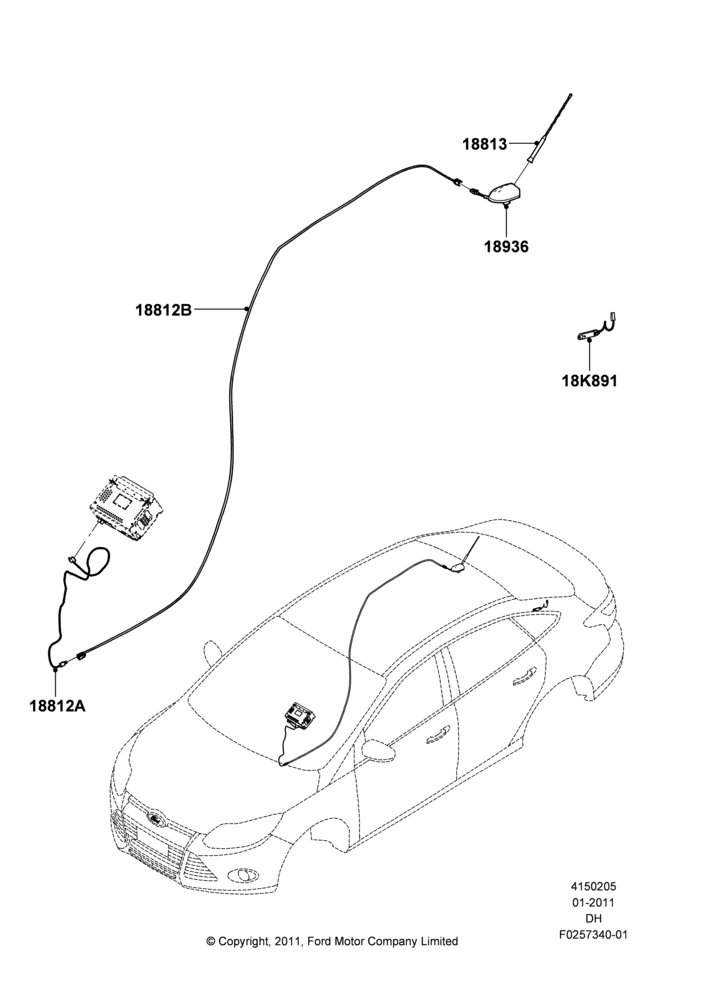 05C - Antenna, 4 Door Sedan, Less Sync; 31/JAN/2011-04/MAY/2018
