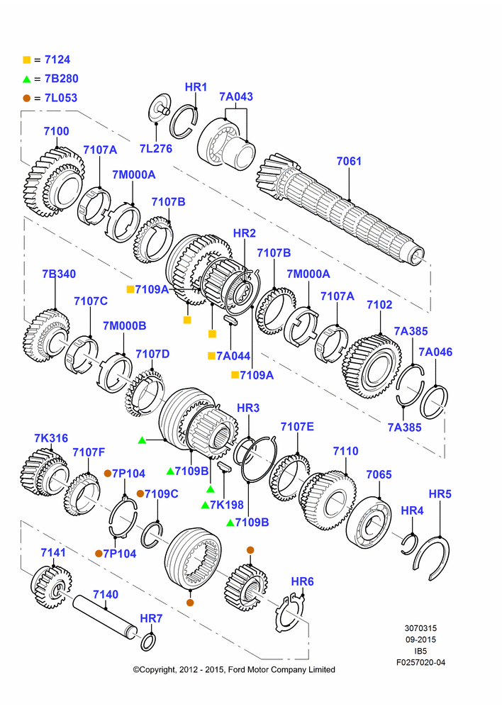 15L - Output Shaft, Gear Sets & Bearings, B5/IB5; 01/SEP/2011-27/APR/2013