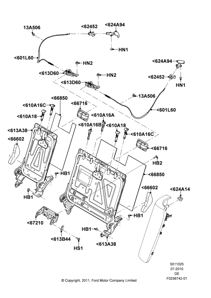 25H - Rear Seat Back, 2.5L 4v PFI I4 Gas/Electric; 26/JUL/2010-29/JUL/2012