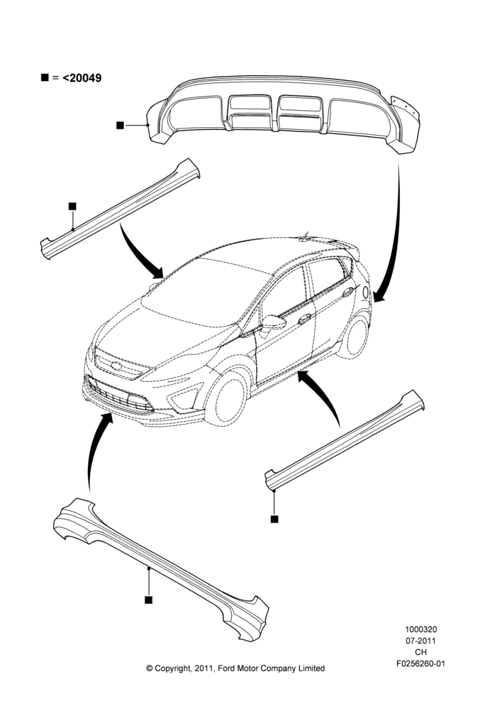 20E - Body Dress Up Kits - Front, 5 Door Sedan, Includes Front Fascia, Rear Fascia and Rocker Panels, Accessory, Set Of 4 Pieces; 18/JUL/2011-27/APR/2013