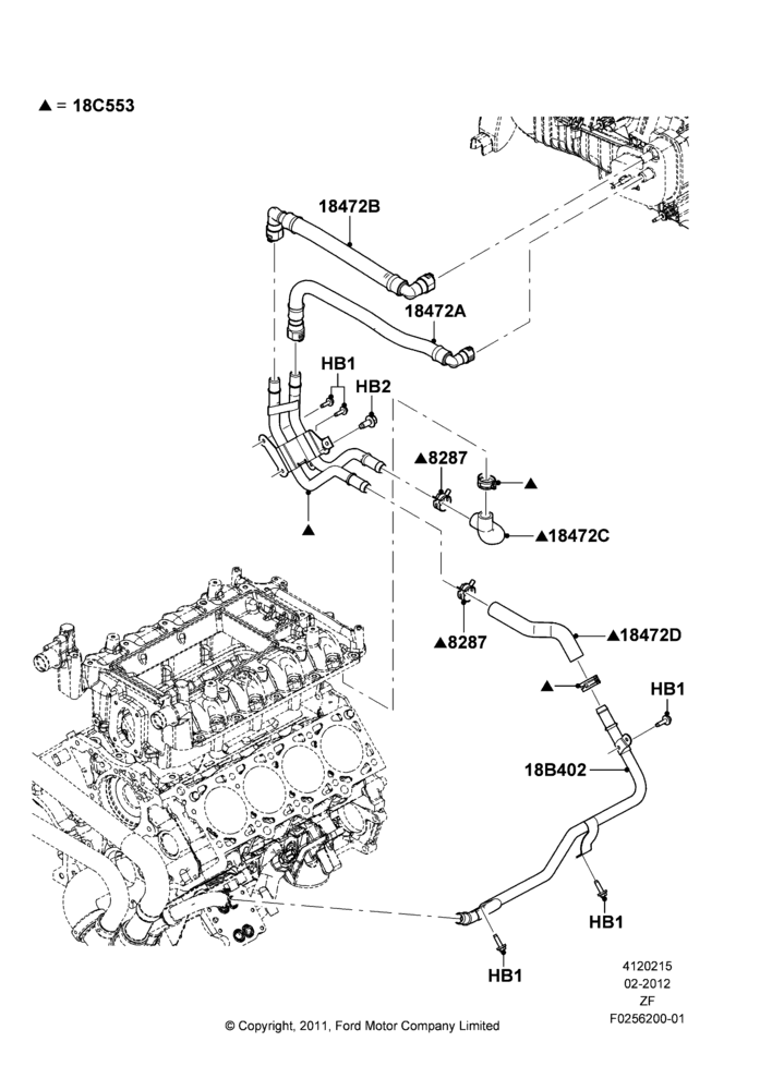15H - Heater Hoses, 5.8L DOHC SC GAS; 27/FEB/2012-27/JUN/2014