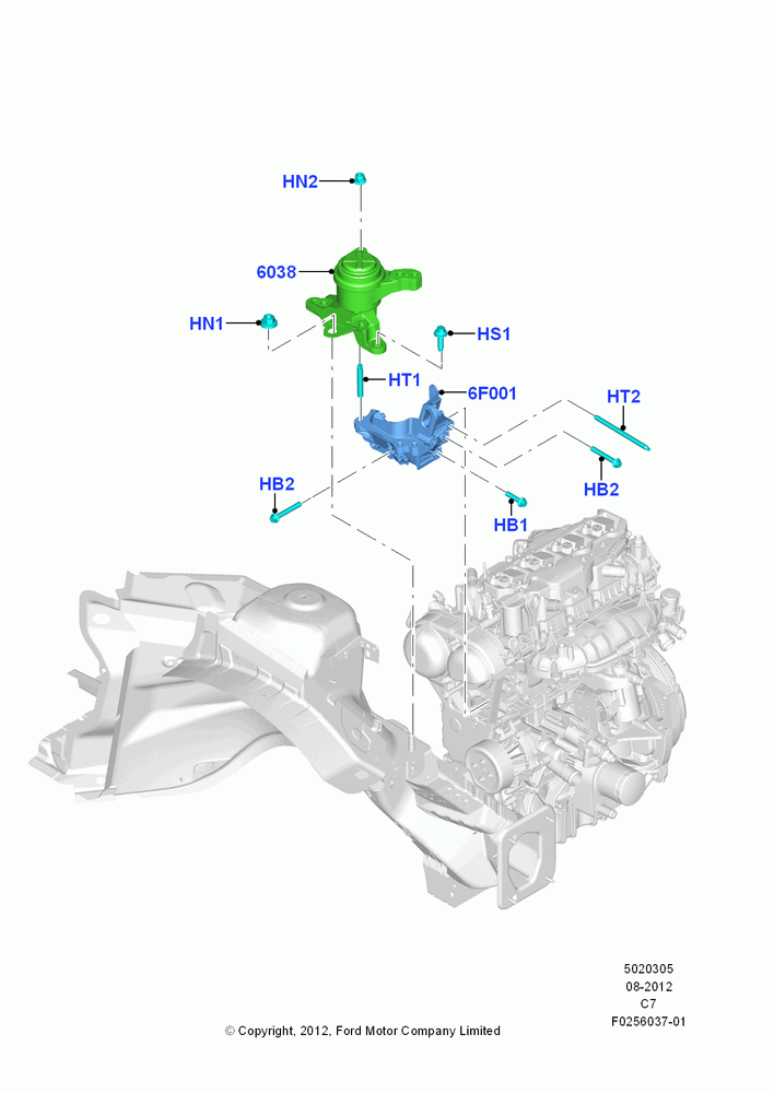 05A - Engine Mounting, 1.6L PI TC I4 ETHNL; 13/AUG/2012