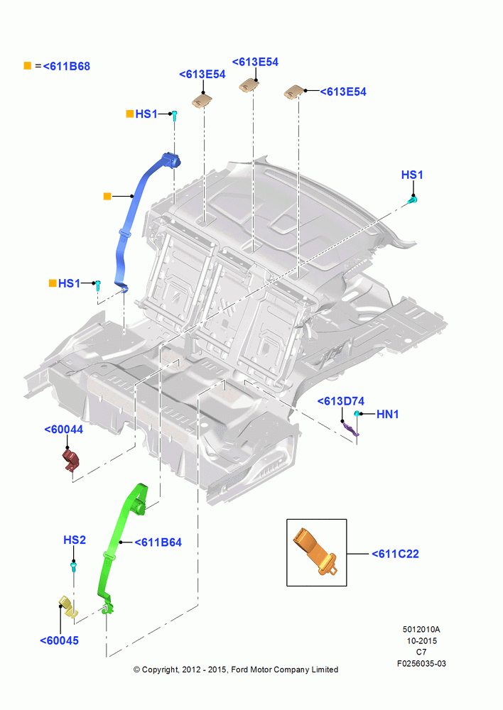 10A - Rear Seat Belts; 13/AUG/2012-15/JUL/2013