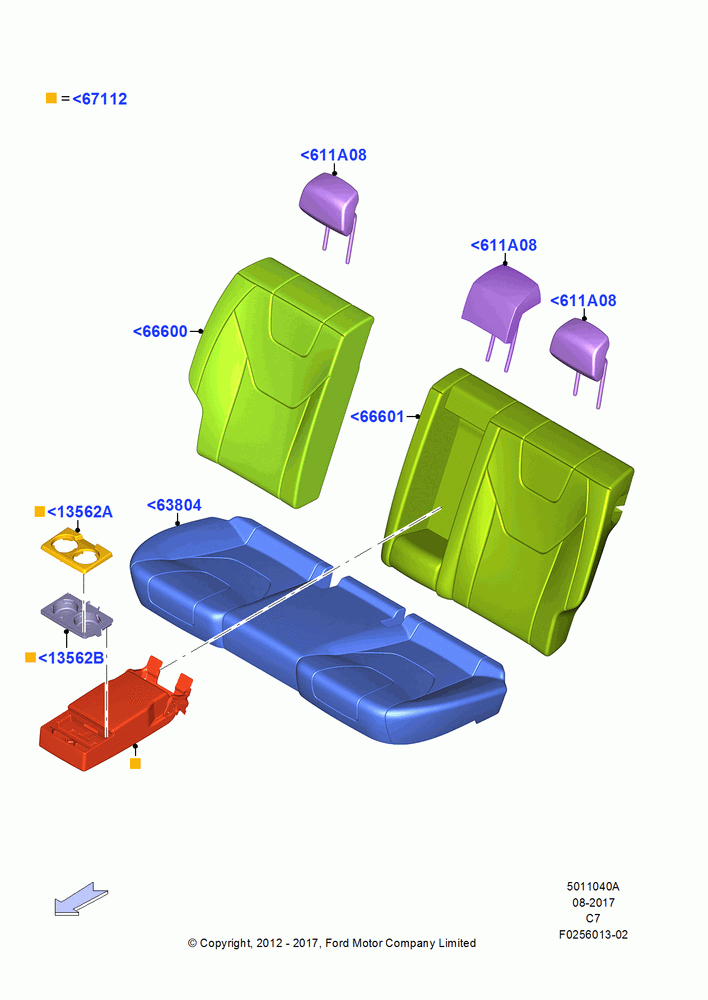 40A - Rear Seat Covers, Rear Center Armrest With Cupholder; 13/AUG/2012-04/APR/2016