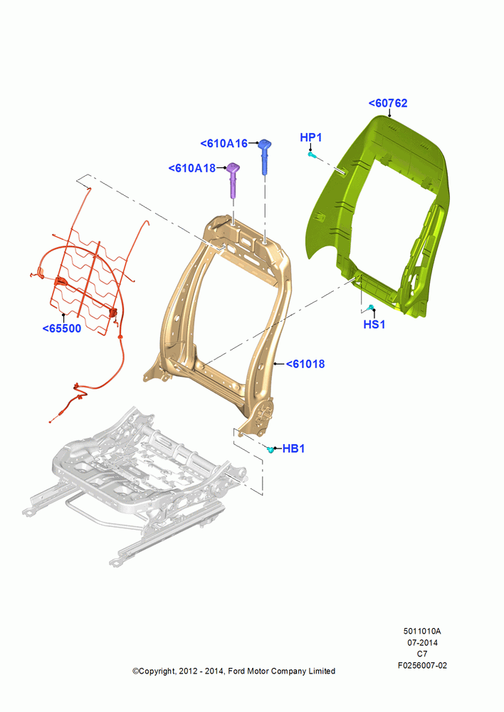 10A - Front Seat Back, With Drivers Manual Lumbar Support, Driver Seat Recliner - Lever; 13/AUG/2012-04/APR/2016
