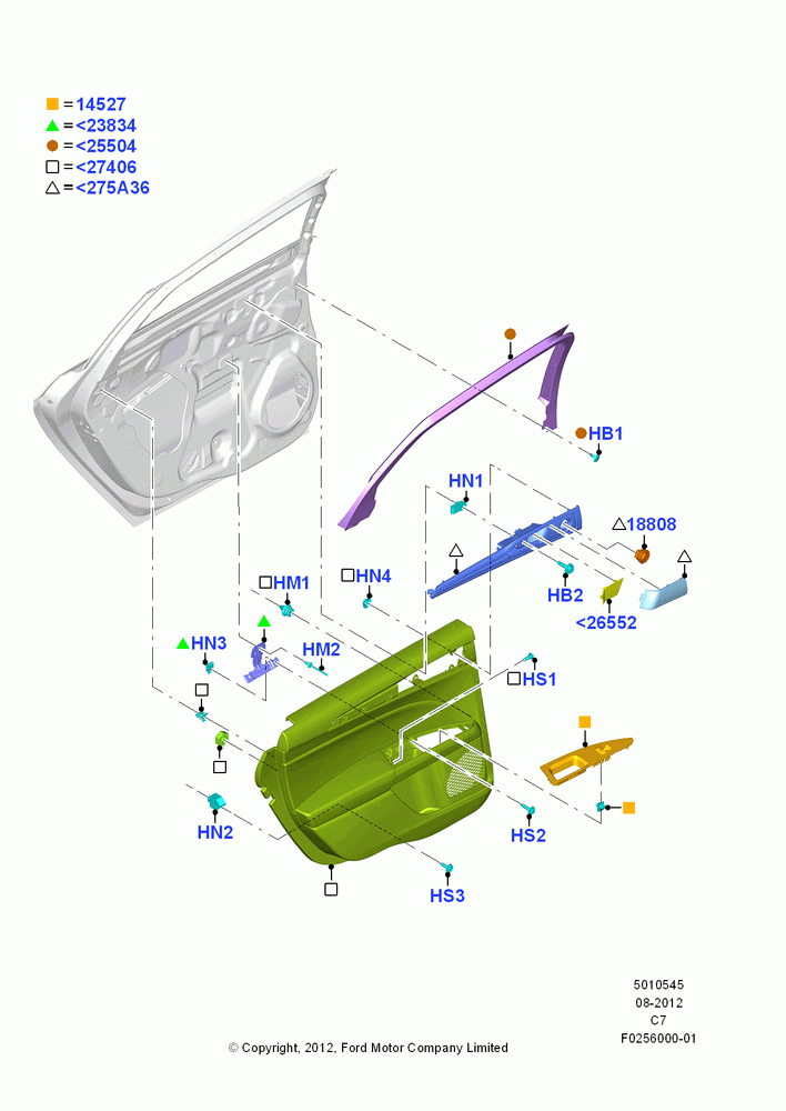 45A - Rear Door Trim Panels; 13/AUG/2012-04/APR/2016